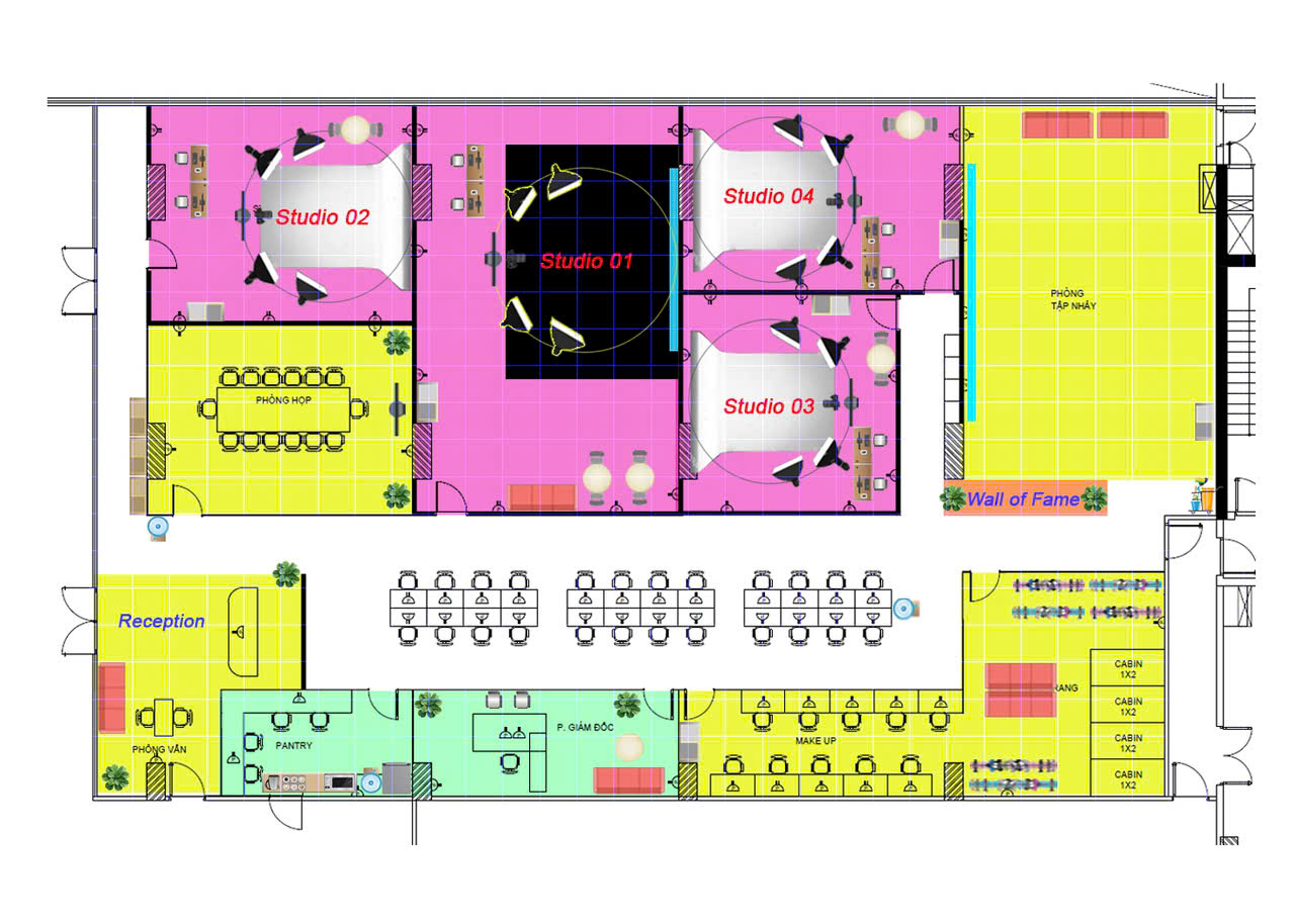 Mặt bằng studio không gian tối ưu